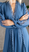 Pleated Maxi Dress in Dusty Blue
