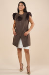 Sleeveless Faux Fur Vest in Brown