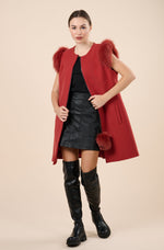 Sleeveless Faux Fur Vest in Red