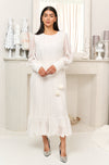 Pleated White Dress