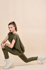 Quilted Affect Sweat Set in Army Green