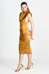 Bandage Satin Dress In Rustic Gold