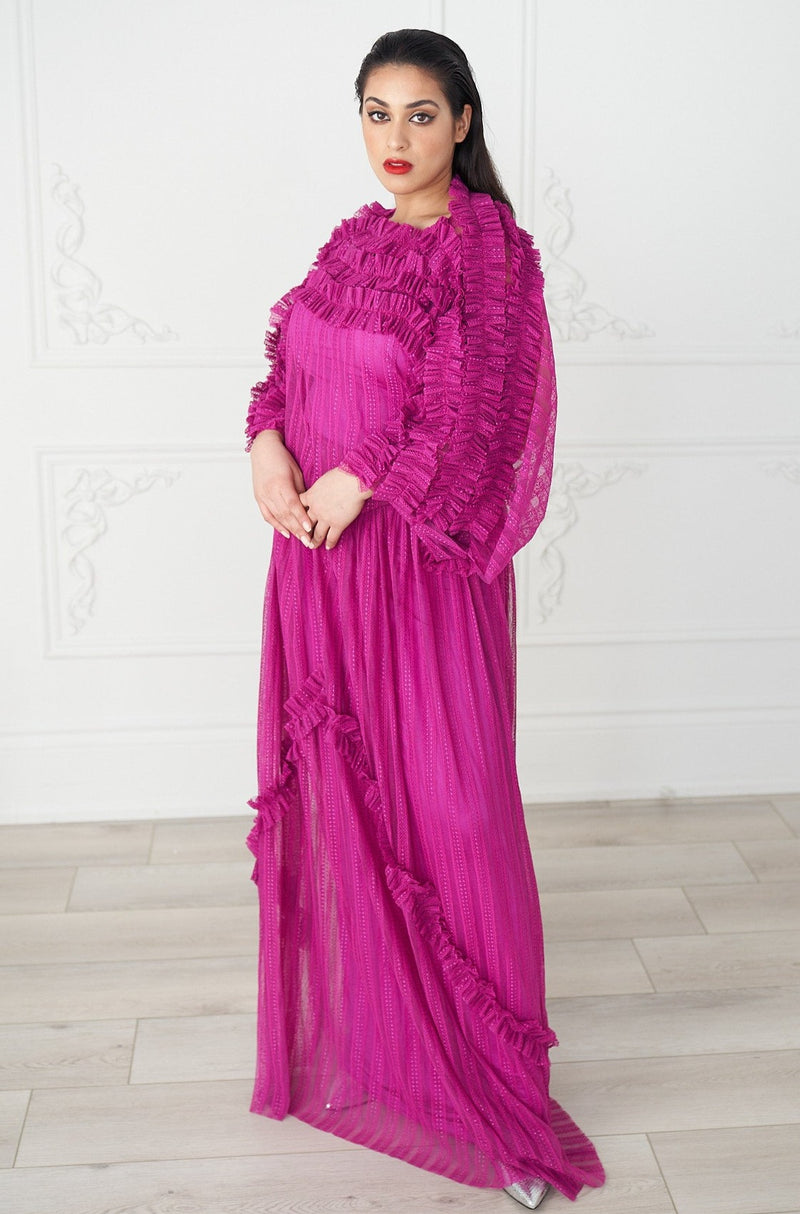 Ruffled Bell Sleeve Gown