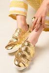 Feather Sneakers in Gold