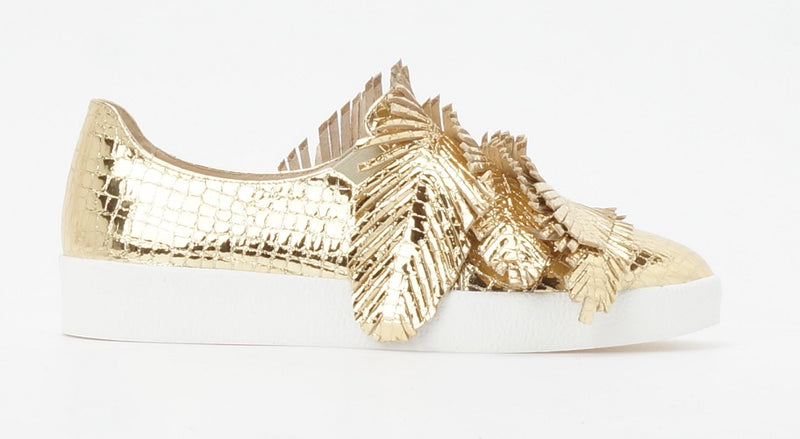 Feather Sneakers in Gold