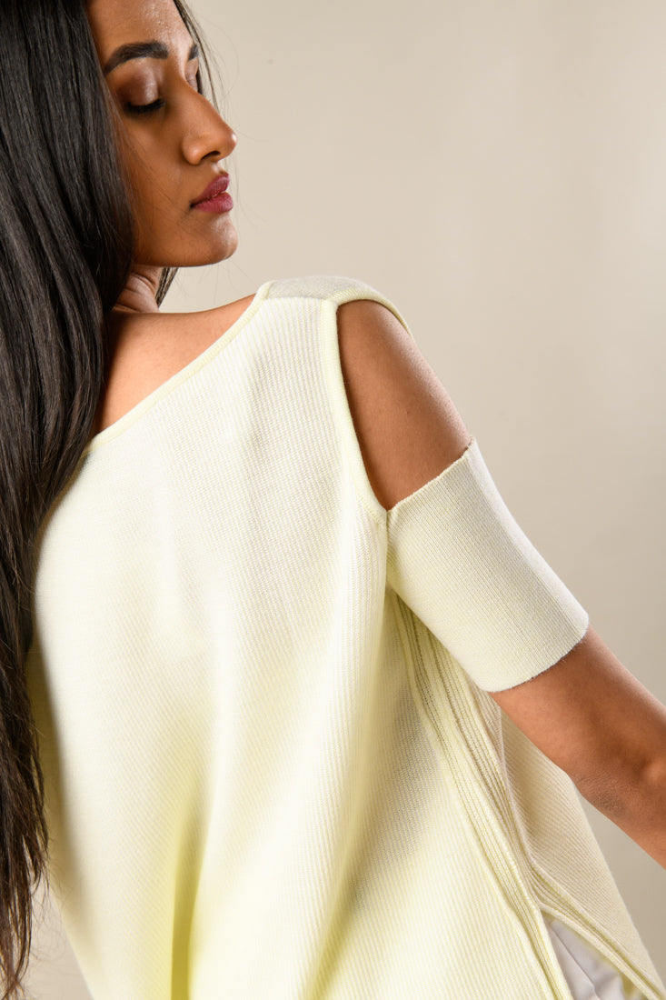 Cold-Shoulder Top in Pastel Yellow