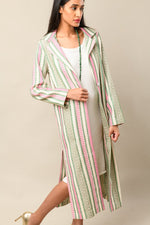 Stripe Green And Pink Cotton Cardigan