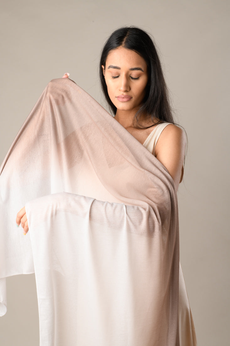 Ombre' Scarves in Light Brown & Grey