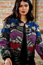 Hand-Embroidered Vivid Jacket in Black