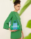 Onsra Cylinder Shoulder Bag in Green & Blue