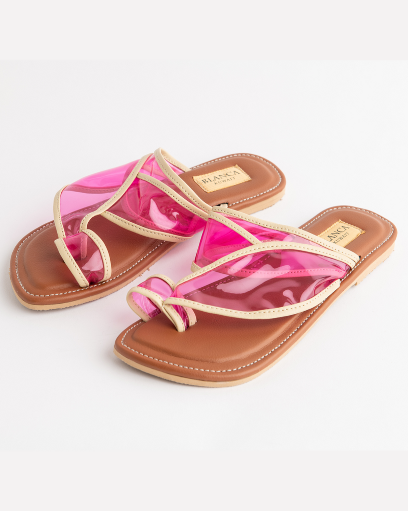 Clear Strap Sandals in Hot Pink