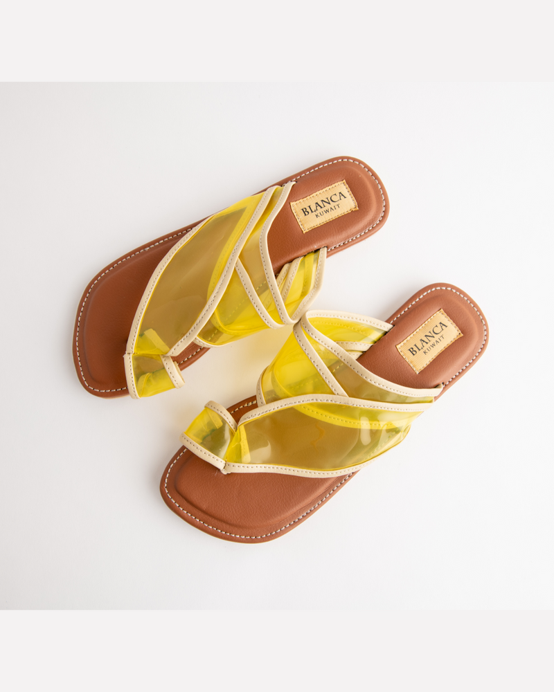 Clear Strap Sandals in Yellow