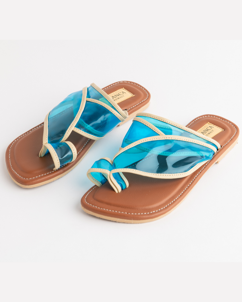 Clear Strap Sandals in Electric Blue