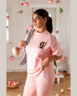 Sporty Tee And Pant Set in Light Baby Pink