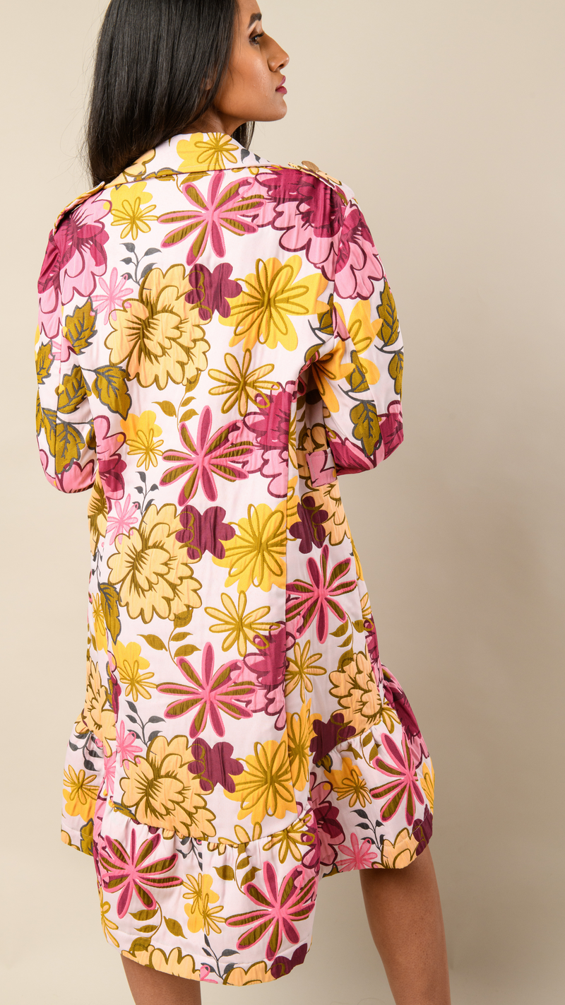 Short Floral Ruffle Jacket Dress