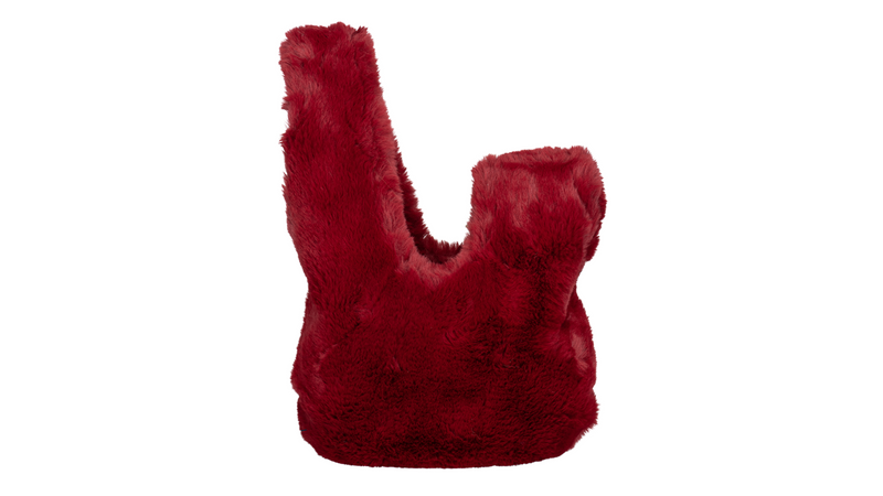 Faux Fur Asymmetric Bag in Red