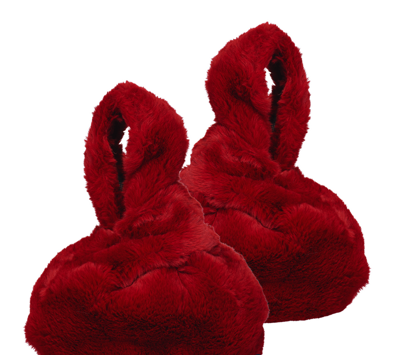Faux Fur Asymmetric Bag in Red