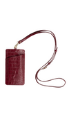 Textured Leather Phone Wallet Case in Deep Red
