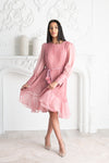 Midi Pleated Dress in Pink
