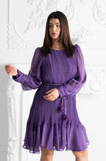 Short Pleated Dress in Purple