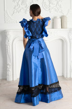 Over Sized Ruffle Gown in Royal Blue