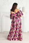 Floral Balloon Sleeve Gown