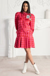 Knitwear Band And Decorative Brooch Detailed Pink Dress