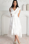 Ruffle Detailed Embroidered White Top & Skirt Set