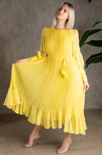 Pleated Yellow Dress