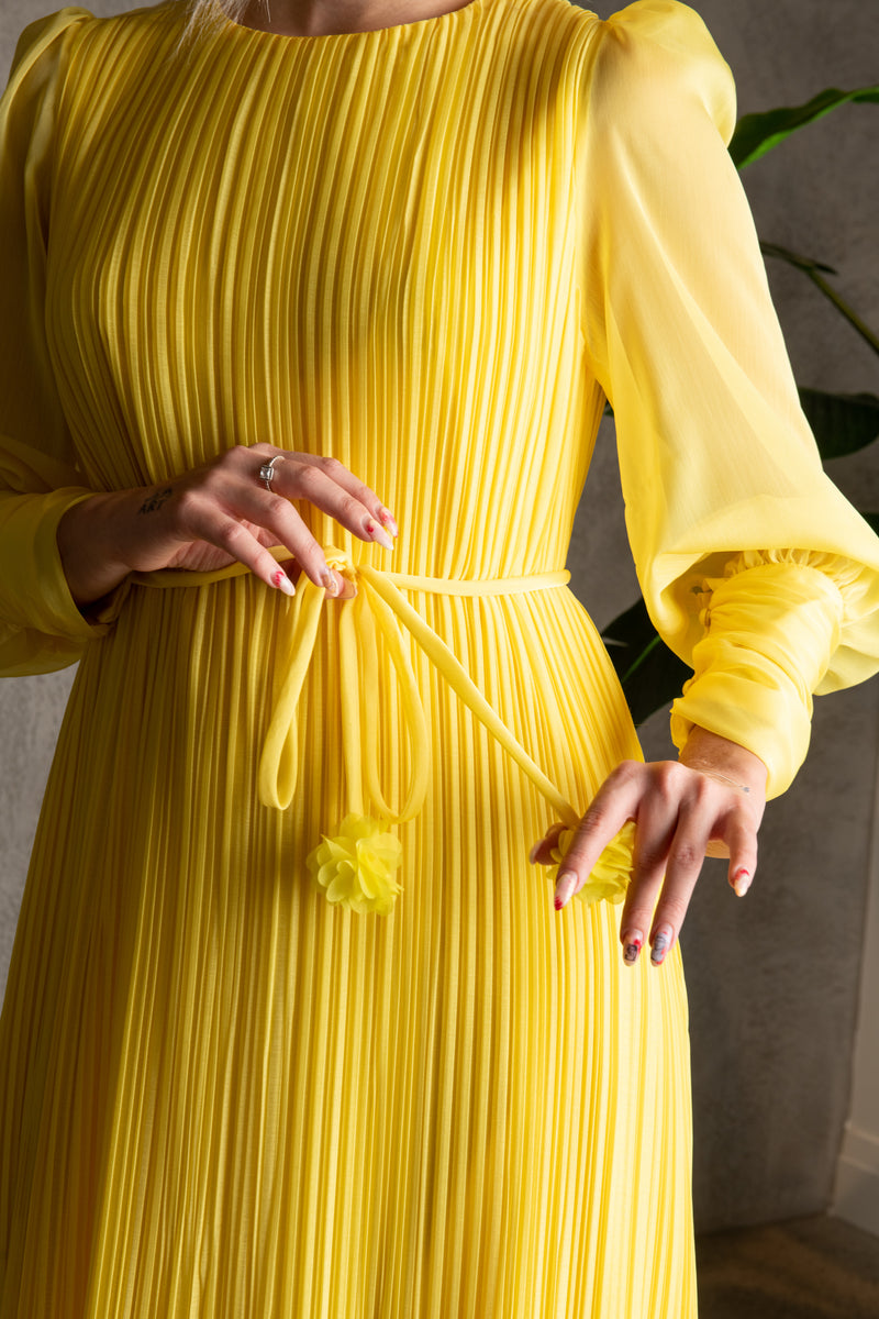 Pleated Yellow Dress